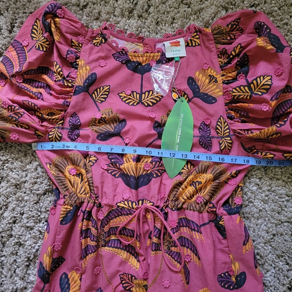 NWT Farm Rio Living Bloom Blush Short Sleeve Mini Dress - Picture 10 of 16